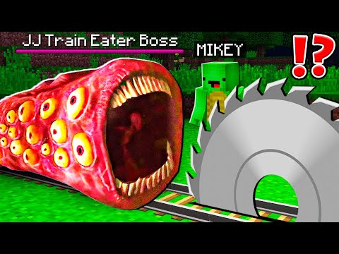 EPIC Trap-Building for Train Eater Boss at Night in Minecraft