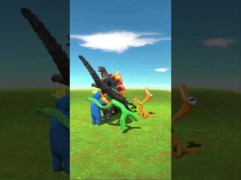 Godzilla Burning vs 3X Rainbow Fiends #shorts #kaijubattle  #animalrevoltbattlesimulator #battle
