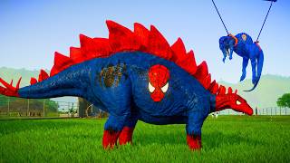Estegossauro do Homem Aranha vs Dinossauros dos Herois - Jogo de Dinossauro Jurassic World Evolution