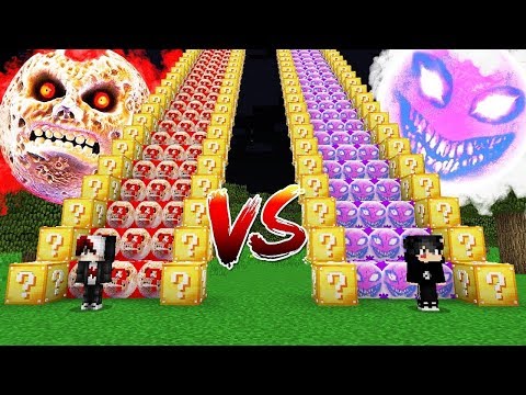 KORKUNÇ GÜNEŞ VS KORKUNÇ AY MERDİVEN ŞANS BLOKLARI! - Minecraft