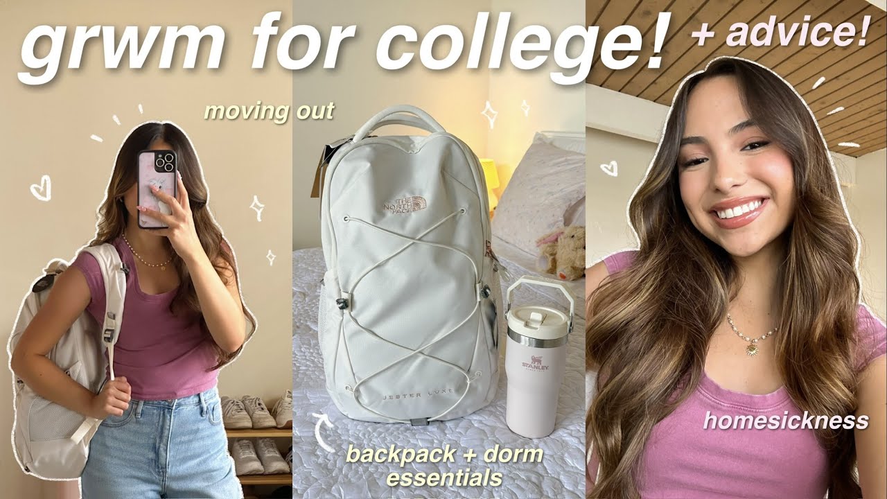 GRWM FOR MY FIRST DAY OF SCHOOL! 📚 COLLEGE ADVICE, HOMESICKNESS, MAKING FRIENDS, ESSENTIALS, ETC