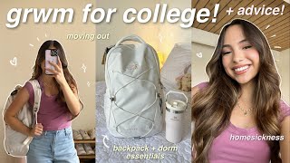 GRWM for my first day of school! 📚 college advice, homesickness, making friends, essentials, etc
