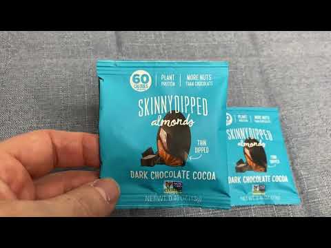 SkinnyDipped Dark Chocolate Cocoa Almonds, Healthy Snack, Plant Protein, Gluten Free