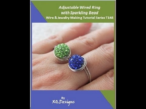 How to make wire wrapped ring with sparkling diamond bead