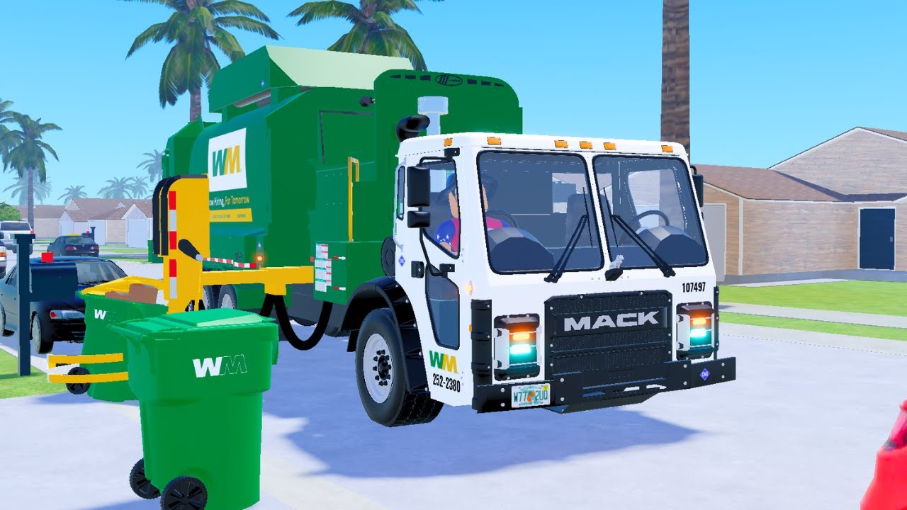 Roblox Garbage Trucks | Waste Management Mack LR Labrie Automizer Garbage Truck on Recycle