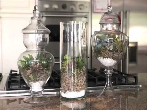 DIY Artificial Succulent Terrariums