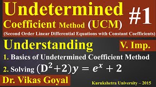 Undetermined Coefficients Method #1 (In Hindi) | Second Order Linear Diff. Eq. with Constant Coeffi.