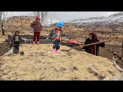 , title : 'Single Mom's Wet Day Work: Caring for Both Family and Chicken Flock'