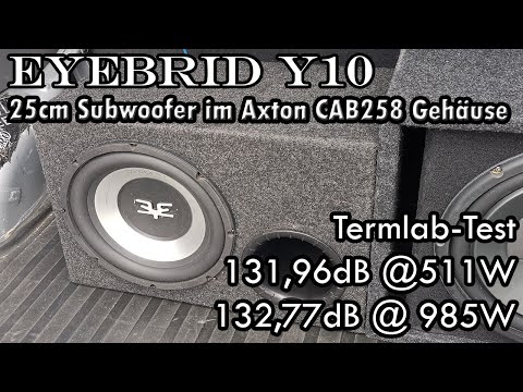 Eyebrid Y10 Subwoofer im Axton CAB 258 Gehäuse 25cm 800Watt 4Ohm Bass Speaker Auto passiv Subwoofer