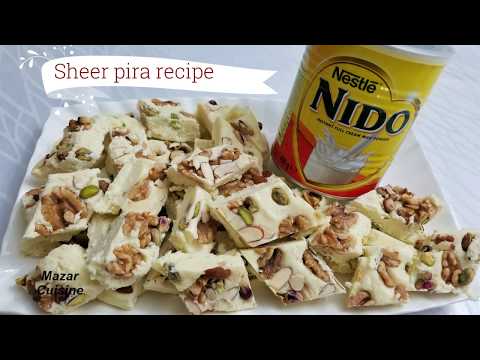 Easy & Best Dessert Recipe,Afghan Sheer Pira, Shir Pira,Milk Fudge.Easy Barfi Eid شیرپیره Mazar Video