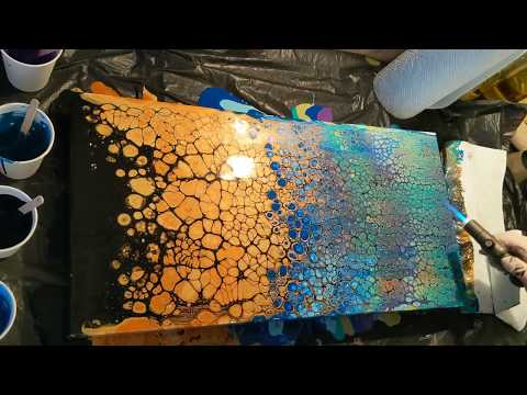 HUGE acrylic swipe - so many cells - PEACOCK FRENZY