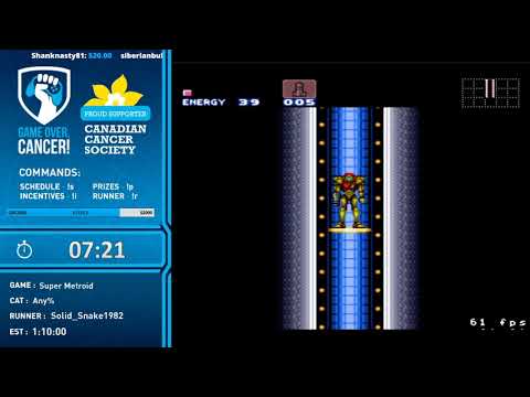 Game Over, Cancer! 2020 - Super Metroid (Any%) [Solid_Snake1982] 1:01:09