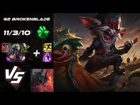 G2 Esports BrokenBlade TOP Kled vs Aatrox - EU Challenger Patch 25.18
