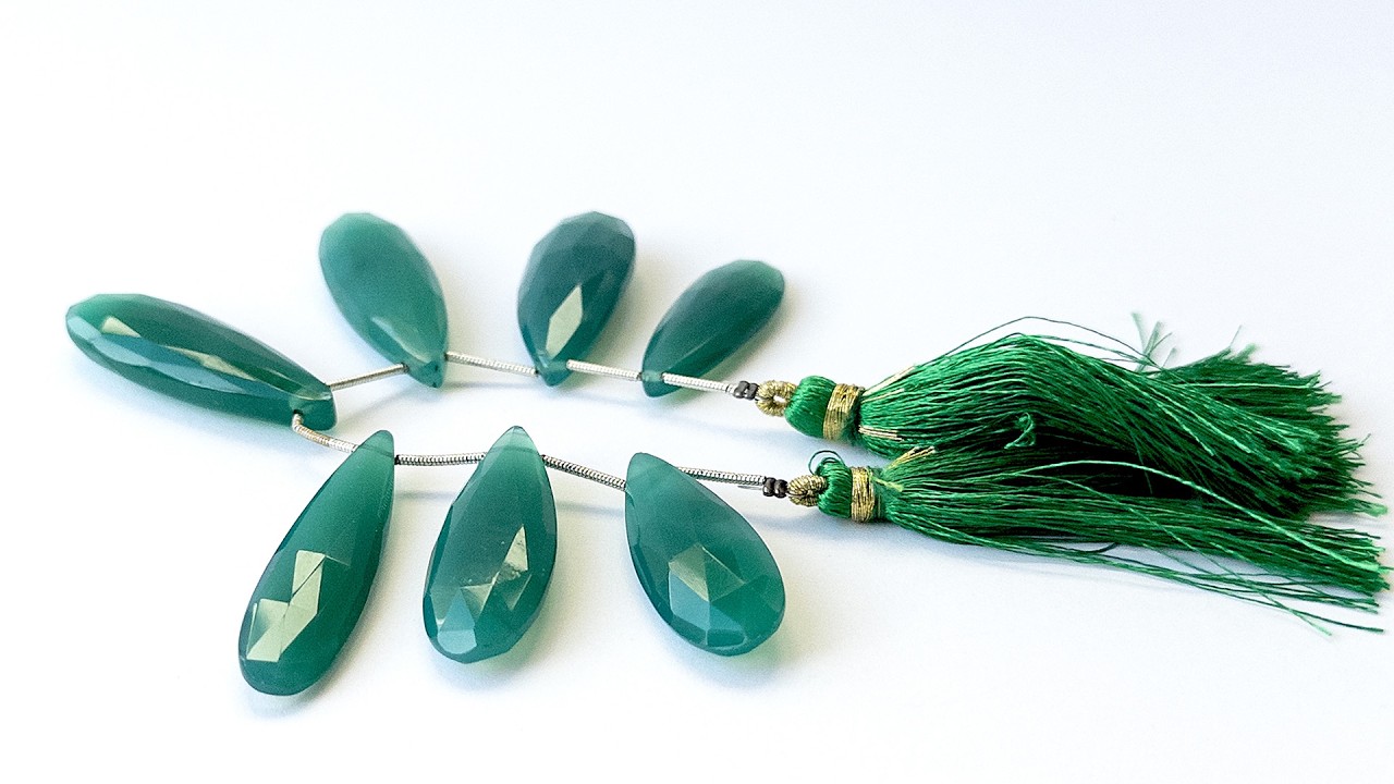 Chalcedony | Faceted Briolette | 32-38mm X 11-13mm Bead Size | 7 Pieces video
