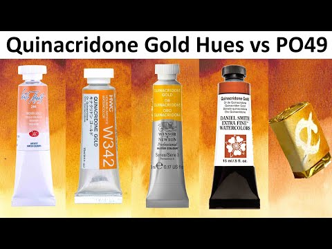 Quinacridone Gold Watercolor Comparison - White Nights, Holbein, Daniel Smith, Winsor & Newton, etc