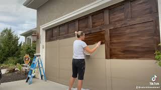 Faux wood garage door