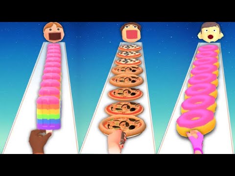 Popsicle Stack vs I Want Pizza vs Donut Stack: Run Race 3D - Triple Game