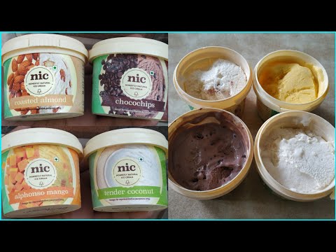 NIC Natural Icecream Tender Coconut, Chocochips, Roasted Almond, Alphonso mango. Complete Review