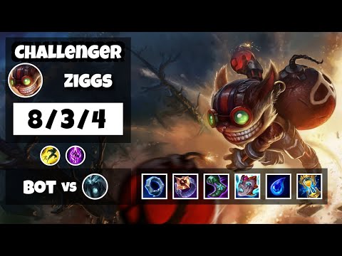 Ziggs Bot Lane 11.14 Challenger Gameplay Replay S11 (8/3/4) - NA