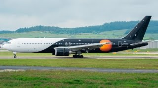 preview picture of video 'Titan Airways Boeing 767 at Aberdeen Airport'