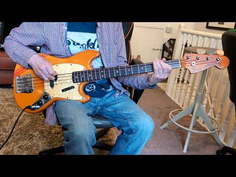 Rare first year 1969 Fender Mustang Bass in Competition Orange image 24