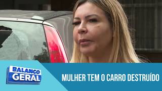 Woman's car destroyed after argument over repairs at a garage | 'Balanço Geral'