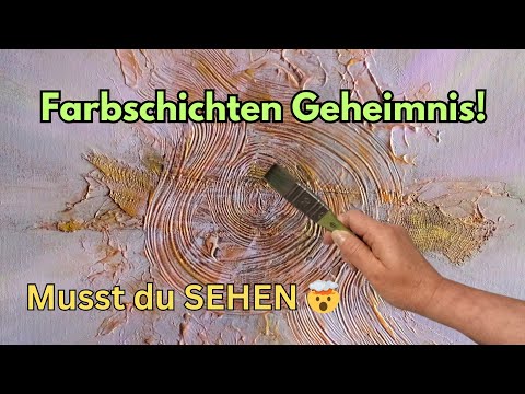Abstraktes Acrylbild mit Strukturpaste malen – Goldene und kupferne Akzente setzen