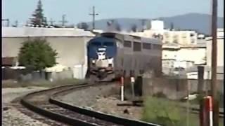 preview picture of video 'Amtrak - 'Coast Starlight at Gilroy,CA - Chittenden Pass and Aromas,CA Train Chase March 16th, 2008'