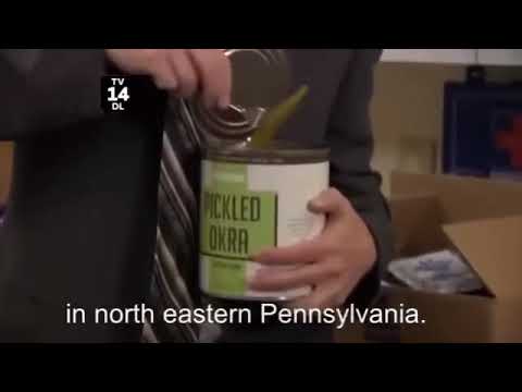 Dwight is eating his shelf stock survival food