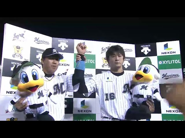 マリーンズ・涌井投手・角中選手ヒーローインタビュー 2014/9/28 M-Bs