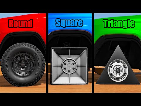 Round Wheel vs Square Wheel vs Triangle Wheel - Beamng drivе