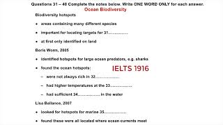 Ocean Biodiversity | IELTS LISTENING TEST | SECTION-4