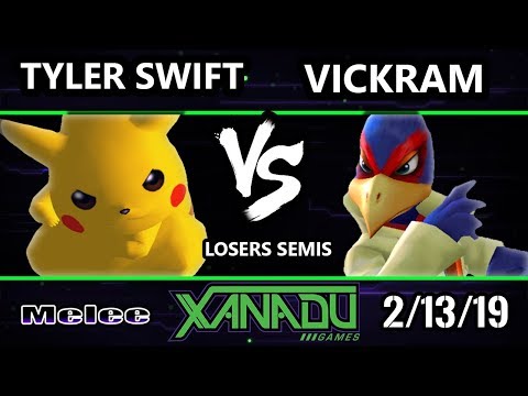 S@X 289 SSBM - Tyler Swift (Pikachu) Vs. Vickram (Falco) - Smash Melee Losers Semis