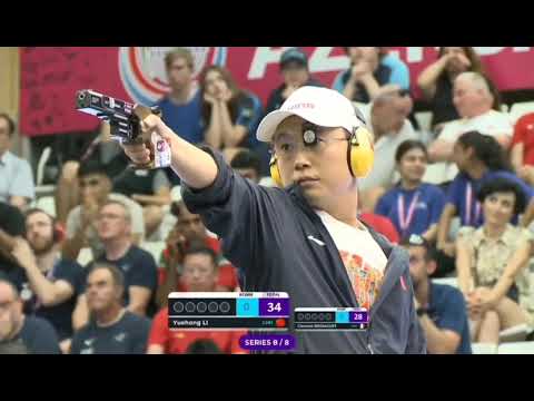 Li Yuehong of China breaks World Record in Men's 25m Rapid Fire Pistol at ISSF World Championship.