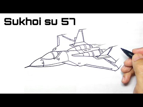 How to draw a fighter jet easy | sukhoi su 57