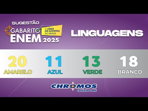 Gabarito ENEM 2025 CHROMOS - Prova Amarela: Questão 20 | Linguagens e Códigos