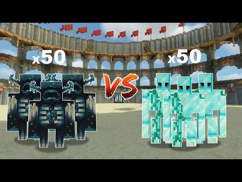 x50 Wardens vs x50 Diamond Golems in Minecraft