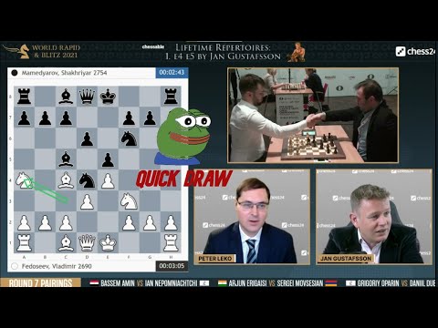 Close Friends make a Quick DRAW in GM Fedoseev Vs GM Mamedyarov in World Blitz Championship 2021