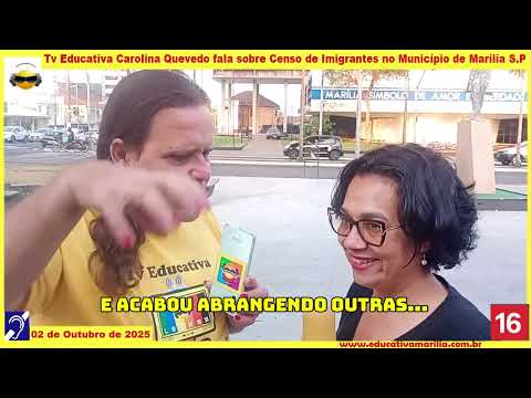 Tv Educativa Vinícius F.M entrevista Carolina Quevedo, Imigrante Venezuelana, sobre o Censo dos Imigrantes em Marília S.P