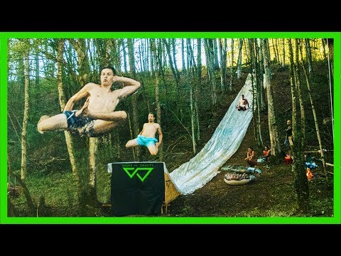 EPIC 100ft SLIP and SLIDE JUMP through FOREST