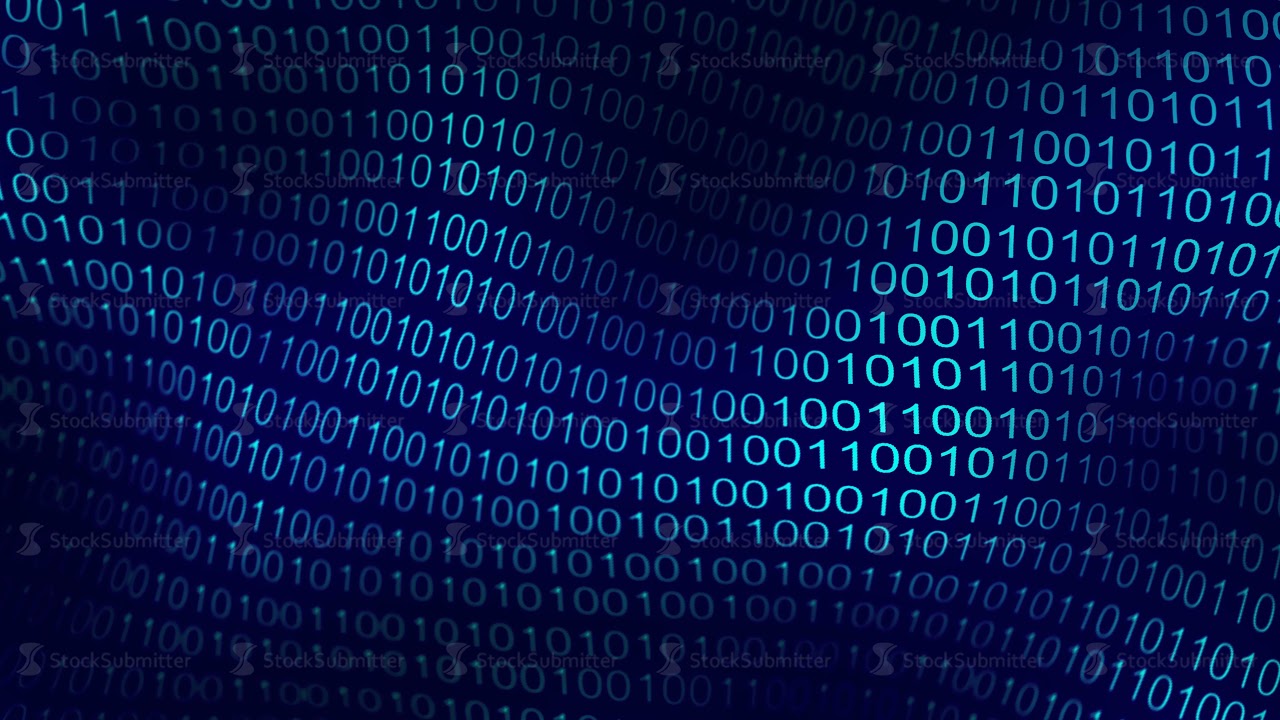 Blue code wave background for business concept. Data binary code network. Software background with