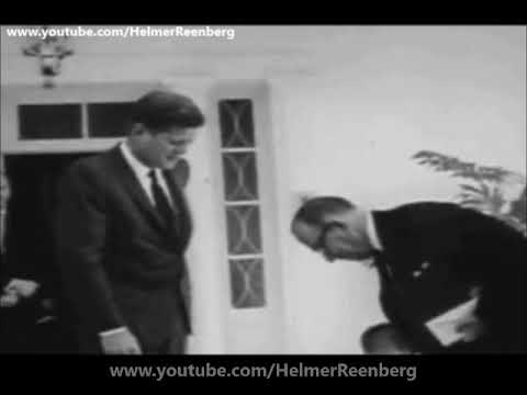 March 20, 1963 - President John F. Kennedy greets Francisco Orlich at the American Embassy, San Jose