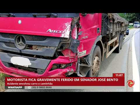 Acidente grave entre carro e caminhão em Senador José Bento