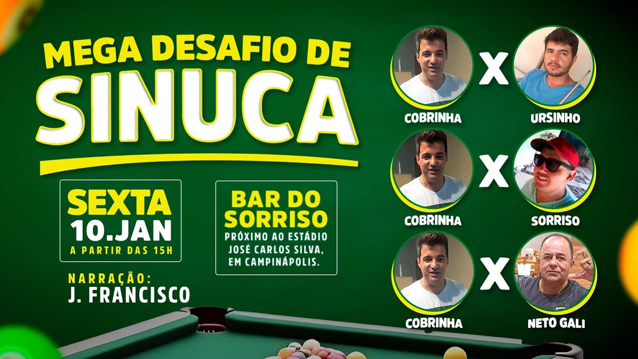 AO VIVO - MEGA DESAFIO DE SINUCA - COBRINHA EM CAMPINÁPOLIS/MT