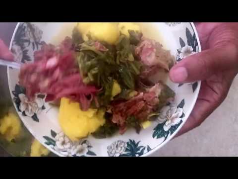 Mustard Greens And Corn Meal Dumplings