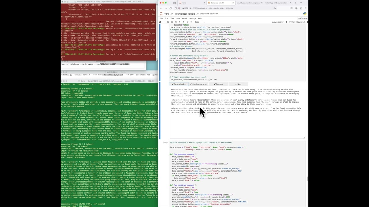 Dramatron running on a local LLM via koboldcpp and laserxtral