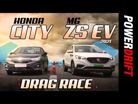 MG ZS EV vs Honda City | Drag Race | PowerDrift