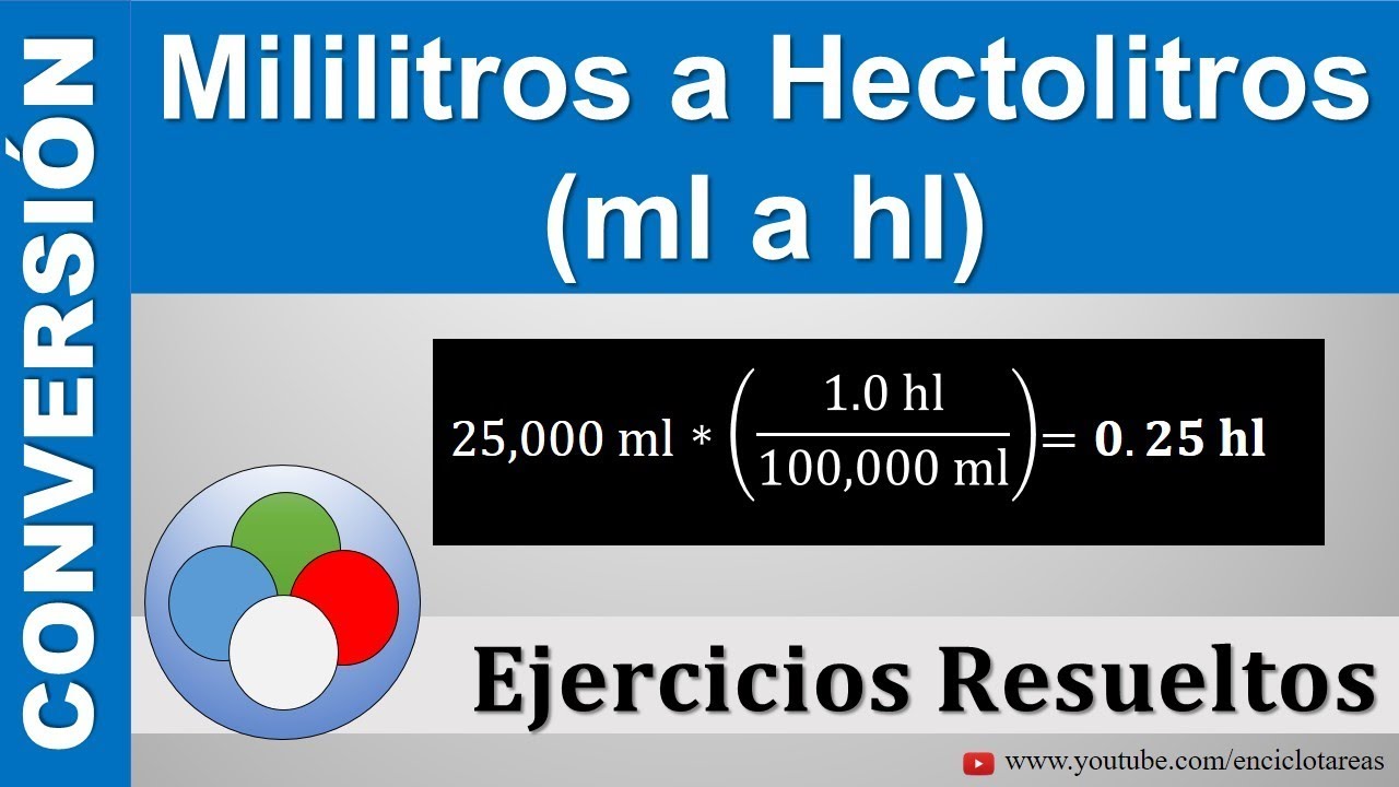 Mililitros a Hectolitros (ml a hl) Muy sencillo