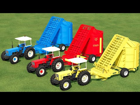 TRANSPORT OF COLORS ! FEEDING GRASS JOBS AND SHEEP WITH MINI FIAT TRACTORS ! Farming Simulator 22