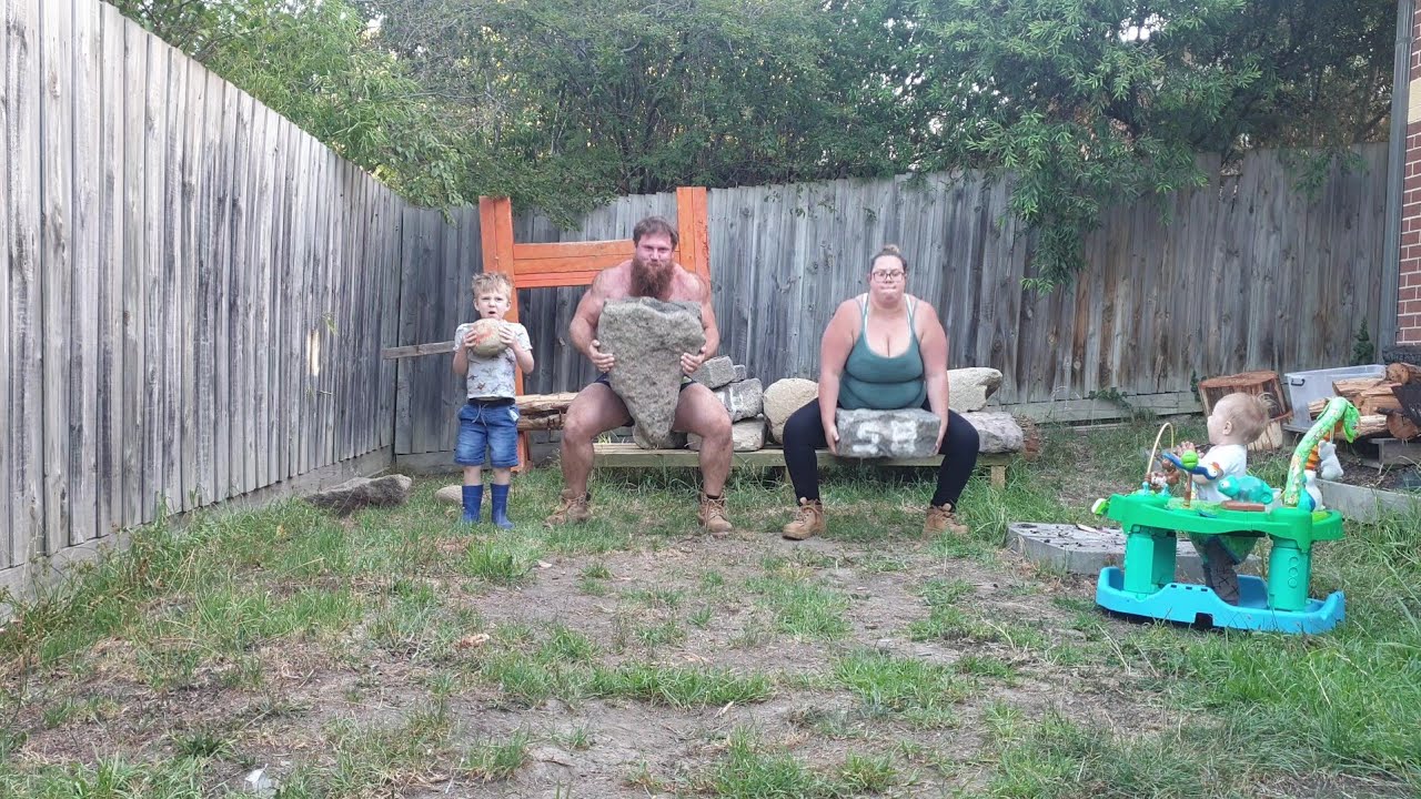 Natural Stone Lifting Squats - Garage Gym Powerlifting